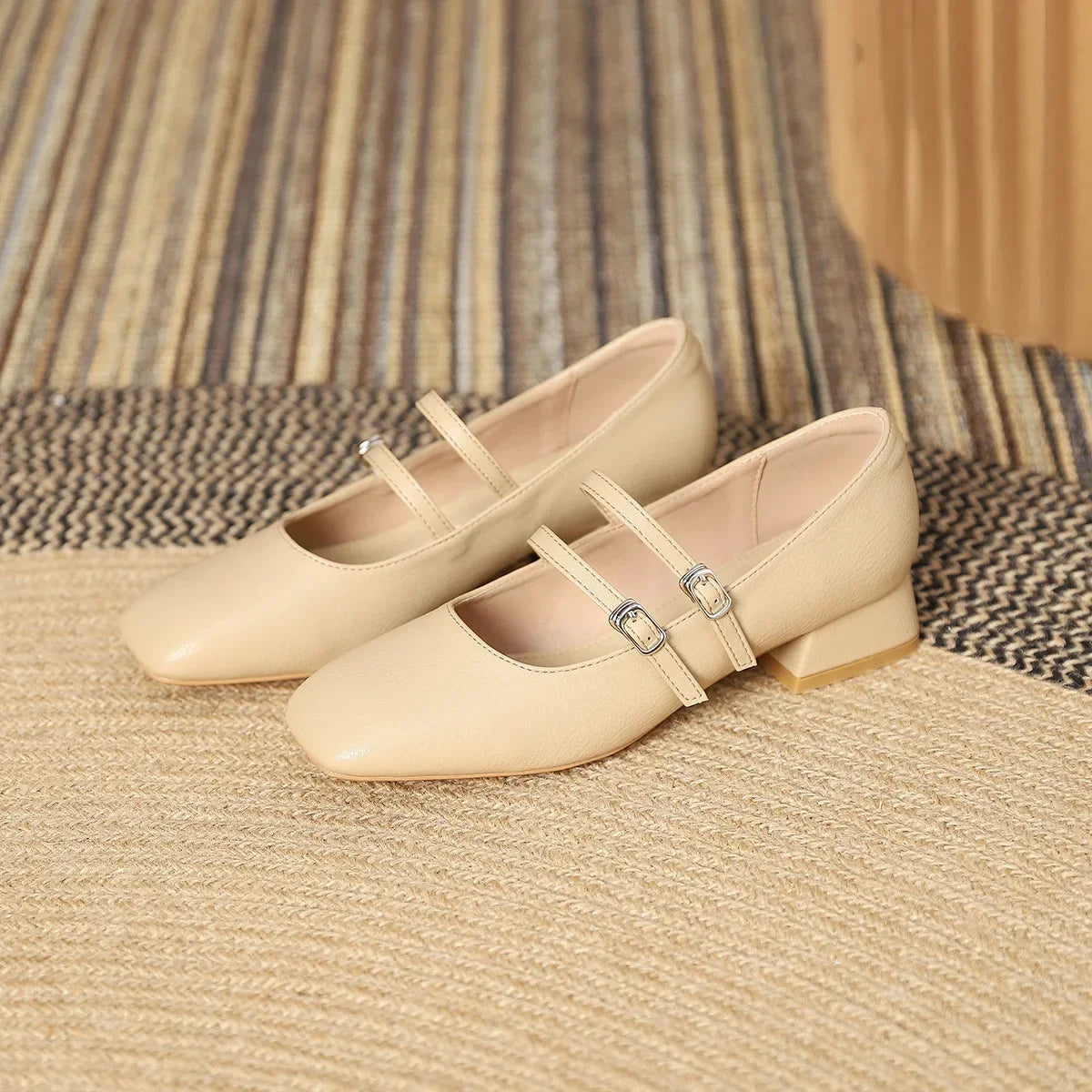 Mary Jane Shoes for Women Spring New Shallow Thick Heeled Single Shoes Soft and Comfortable Ballet Wedding Shoes Zapatos Mujer
