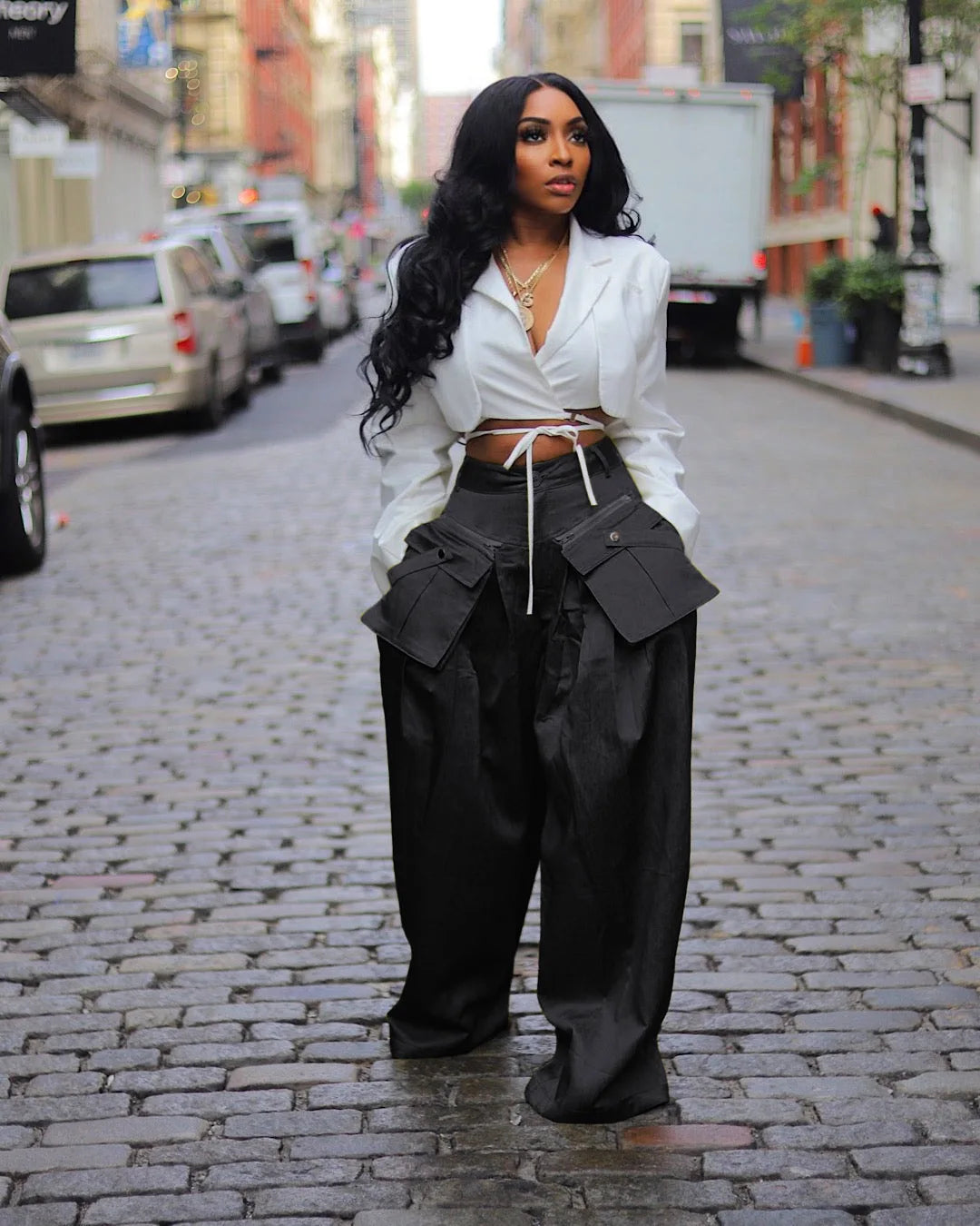 Ingvn  Cargo Pants Women  Summer Fashion Women's Casual Pant Streetwear Ins Detachable 3D Pocket High Waisted Wide Leg Pants