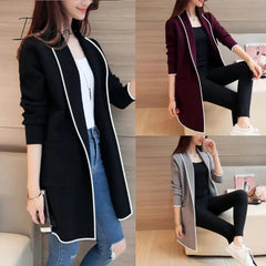 Ingvn - Womens Fashion Autumn Winter Long Cardigan Female Casual Women Pocket Cardigan Sweater Knitted Cardigans All-match For Women Jacket Tops