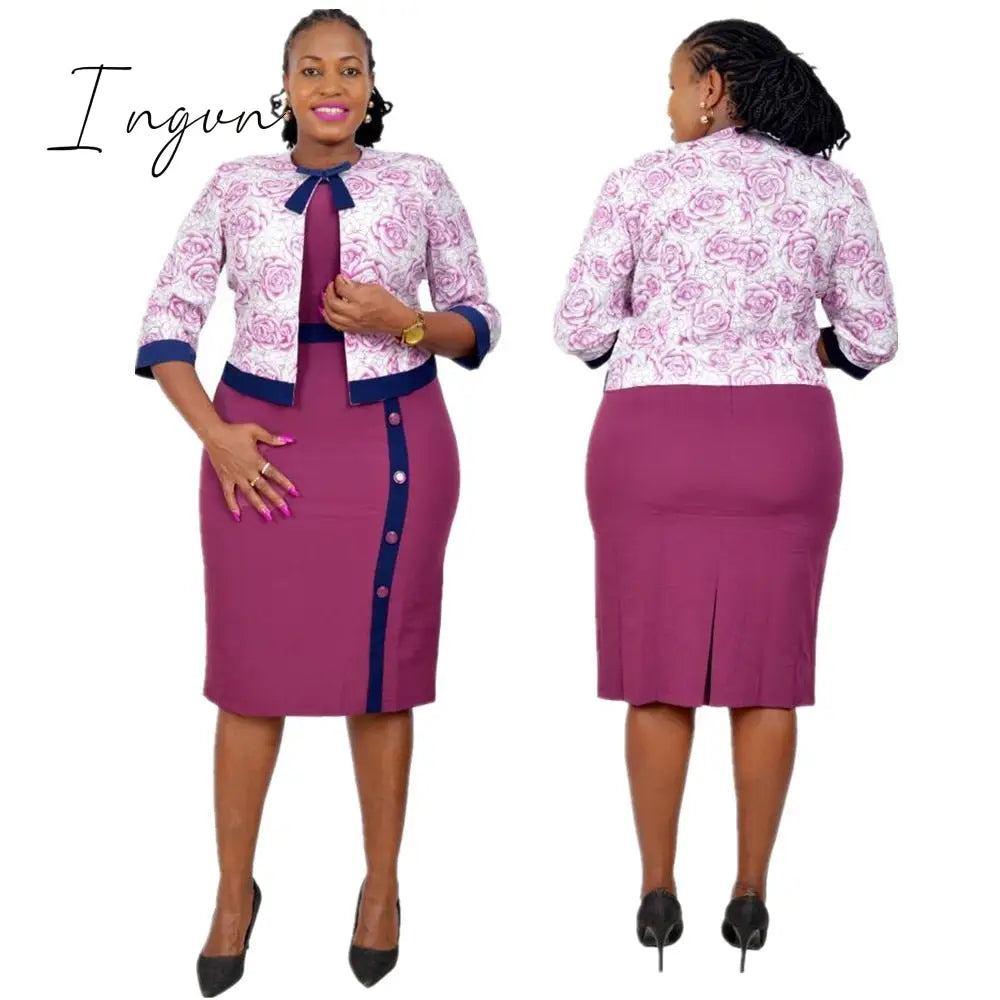 Ingvn - 2 Piece Set African Dresses for Women African Femme Dashiki Print Africa Dress Clothes Ankara Dresses Ladies