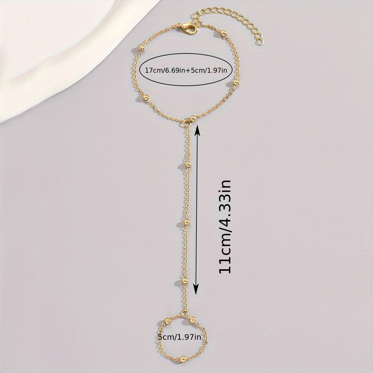 1pc Delicate Exquisite Finger Ring Bracelet Chain - Thin & Elegant Temperament Design - Adjustable Back Chain for Effortless Daily Style