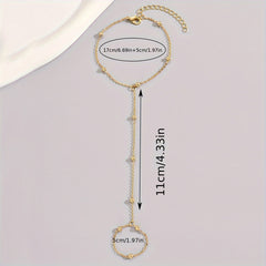 1pc Delicate Exquisite Finger Ring Bracelet Chain - Thin & Elegant Temperament Design - Adjustable Back Chain for Effortless Daily Style
