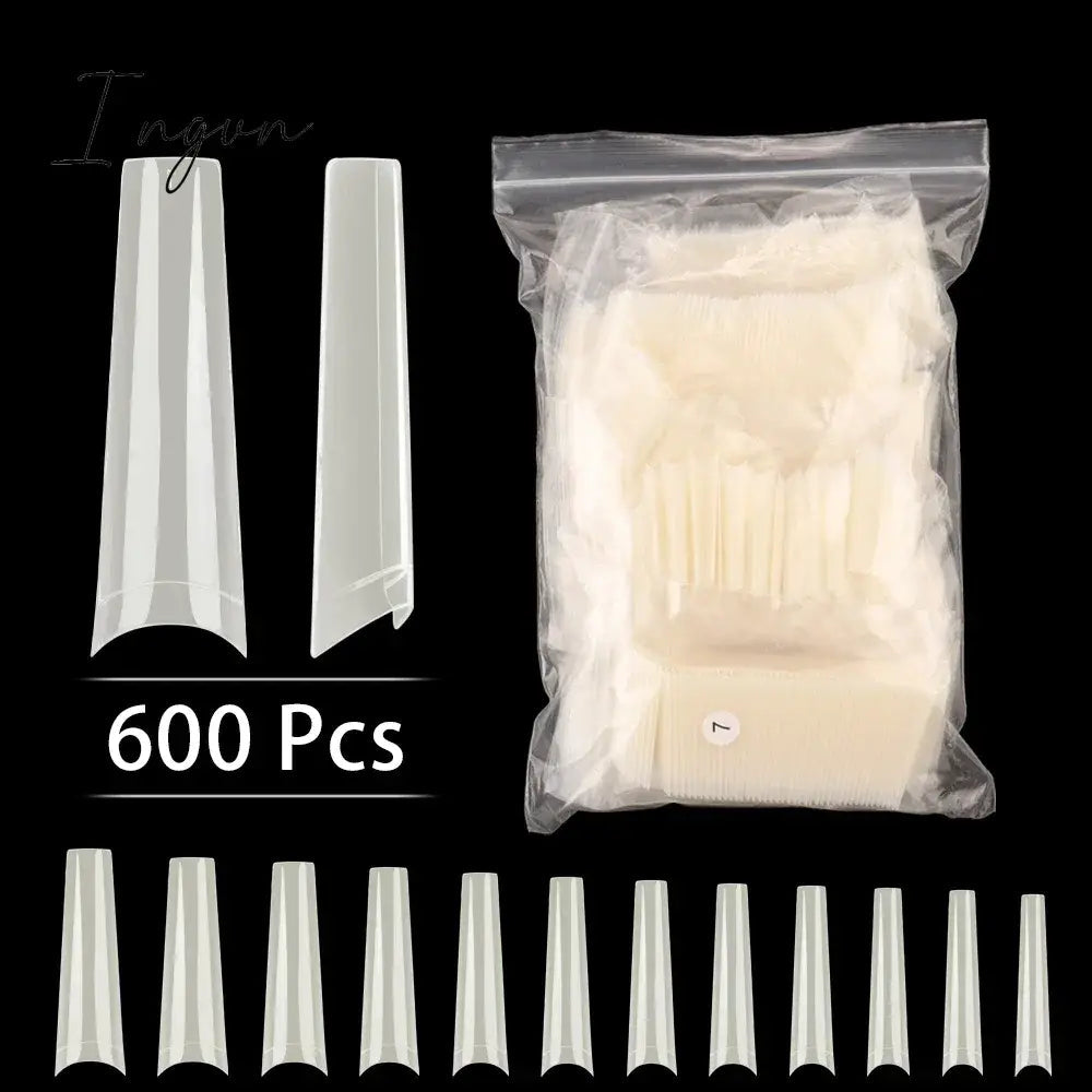 Transparent Stiletto Fake Nail Tips Acrylic False Nail Tips Long Shape Half Cover Coffin Professional Nail Art