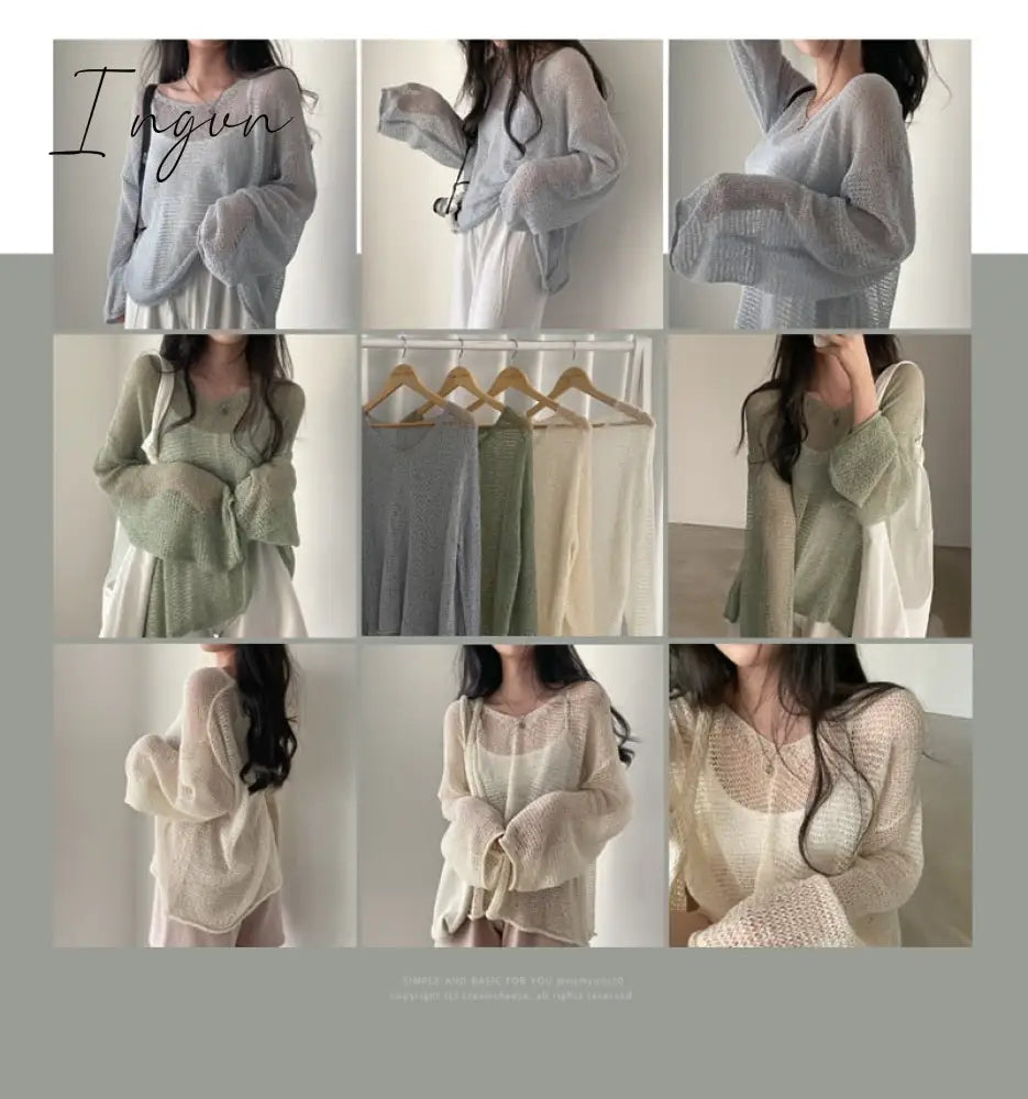 Ingvn - Lazy Style Full Sleeves Jumpers Tops Hollow Out Sexy Women Fashion Casual Streetwear Chic Femme Sweaters Pullovers