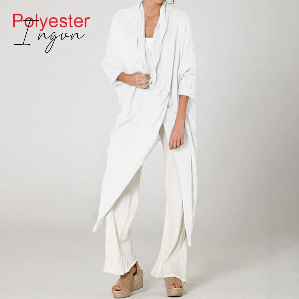 Ingvn - Plus Size Women Tops and Blouse Autumn Vintage Long Blouses Casual Cowl Neck Long Sleeve Asymmetric Party Blusas 5XL