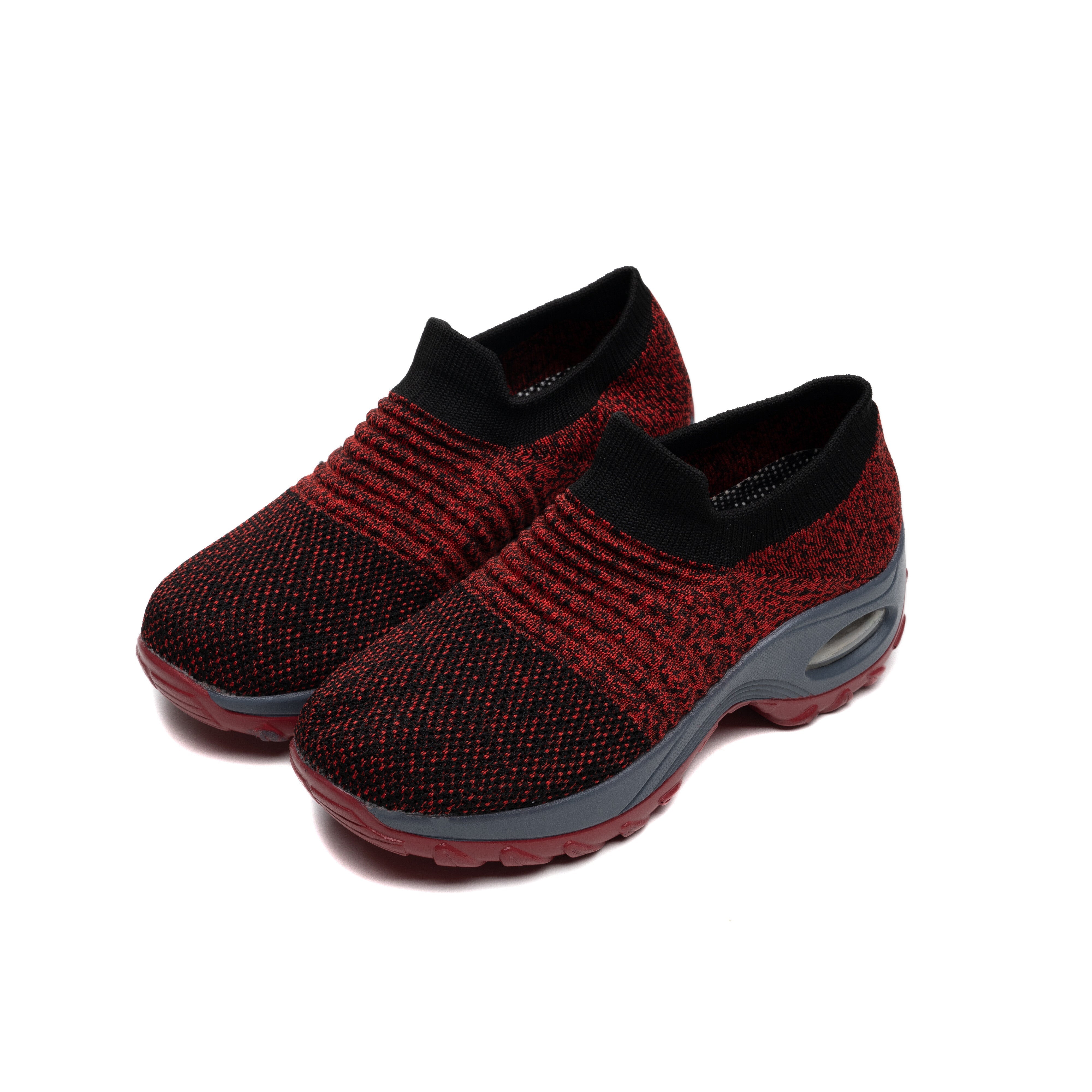 Women's Breathable Knit Sneakers, Comfortable Low Top Slip On Shoes, Women's Air Cushion Shoes plus size