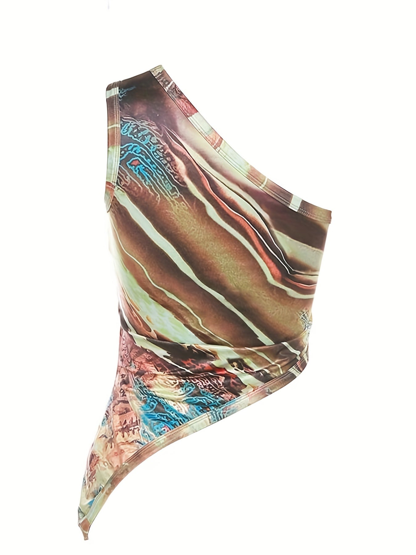 Y2K-Inspired Chic Camo Asymmetrical Top for Women | Sleeveless, Comfort Fit for All Seasons