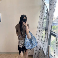 Ingvn  Y2k Vintage Shoulder Bag for Women Gothic Fashion Tie-dye Tote Bag Aesthetic Large Capacity Luxury Designer Female Handbag