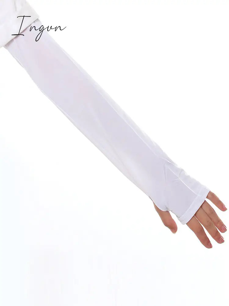 Ingvn - Ice Silk Sun Protection Simple Solid Color Sleevelet