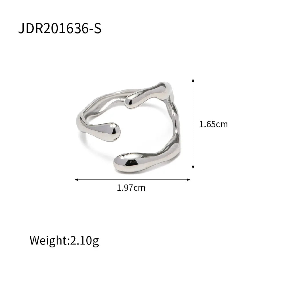 INGVN  Fashion Stainless Steel Waterproof Open Ring Personality Charms PVD Real Gold 18K Plated Trendy Jewelry for Women