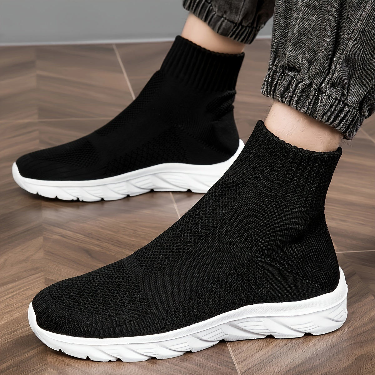 Unisex Breathable High-Top Sock Sneakers - Road Running Shoes with Durable Sole, All-Season Casual Athletic Footwear for Men and Women - Comfortable, Lightweight, and Flexible Design for Outdoor Activities