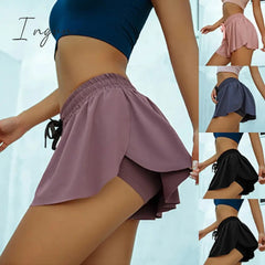 Ingvn - Women's Shorts Quick Drying Slim Fit High Waist Shorts High Elasticity Breathable Workout Fitness Spodenki Damskie