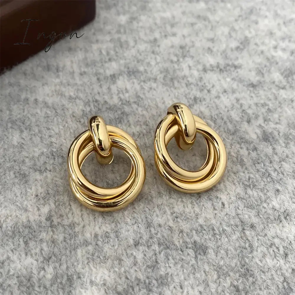 New Trendy Vintage Golden Silver Plated Wrapped Earrings for Women Niche Design Elegant Party Jewelry Girlfriend Gifts