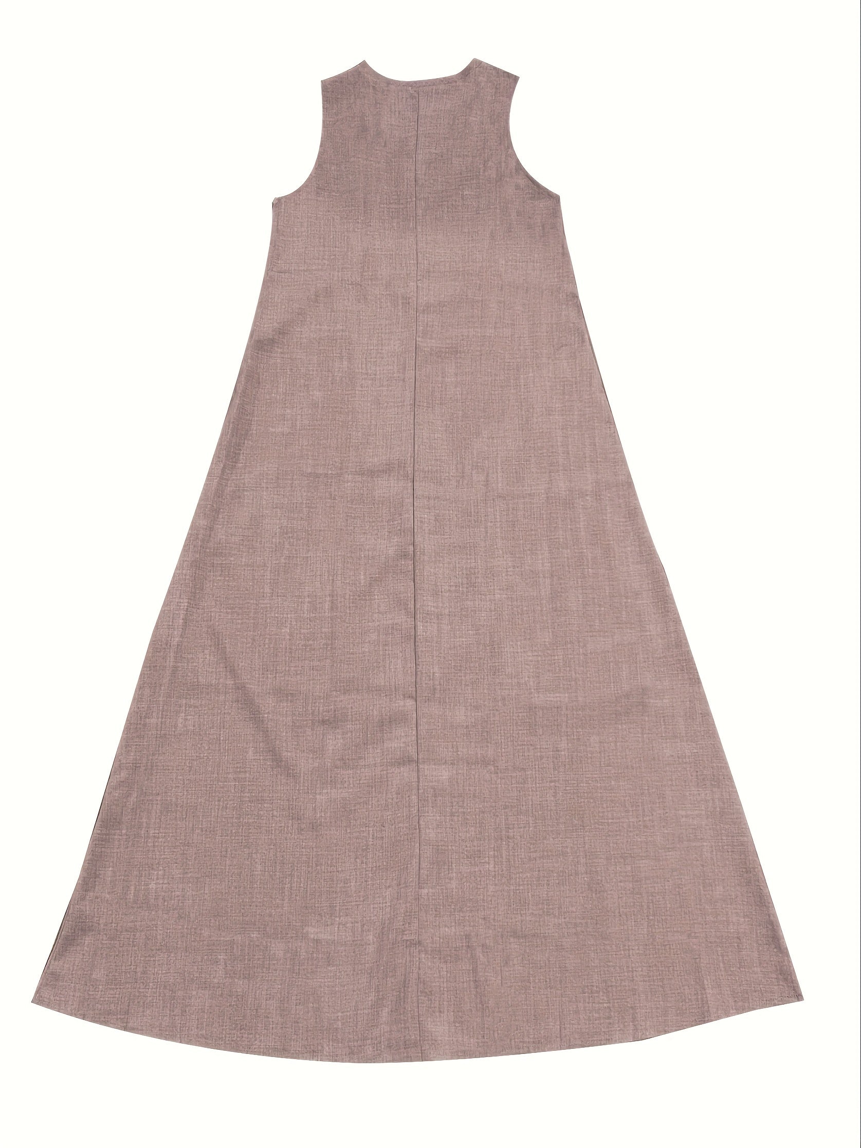 Solid Color V-Neck Maxi Dress - Fashionable Sleeveless & Loose Fit - Perfect for Summer & Spring - Womens Casual Everyday Wear