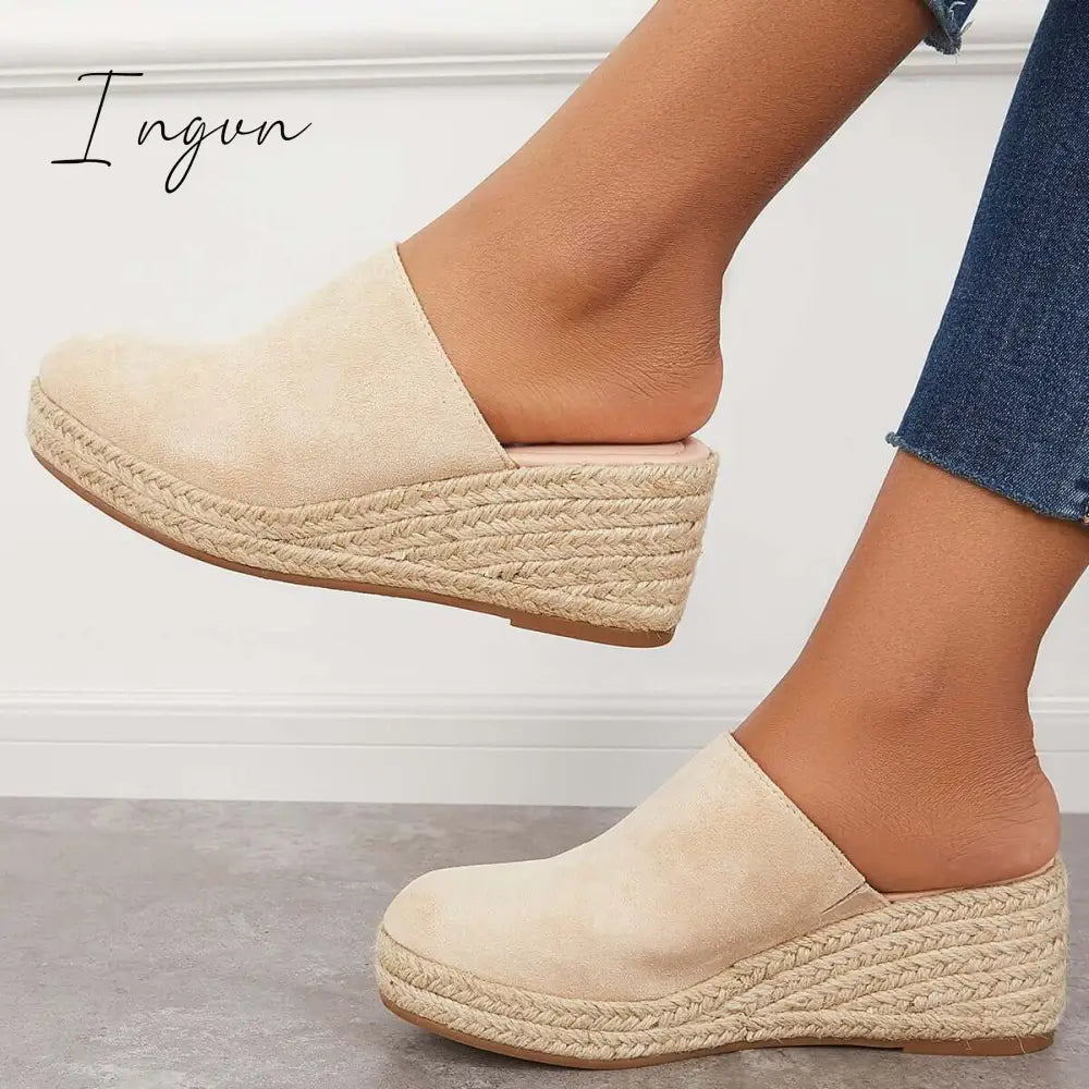 Ingvn - Espadrilles Mule Wedges Slip on Backless Sandals