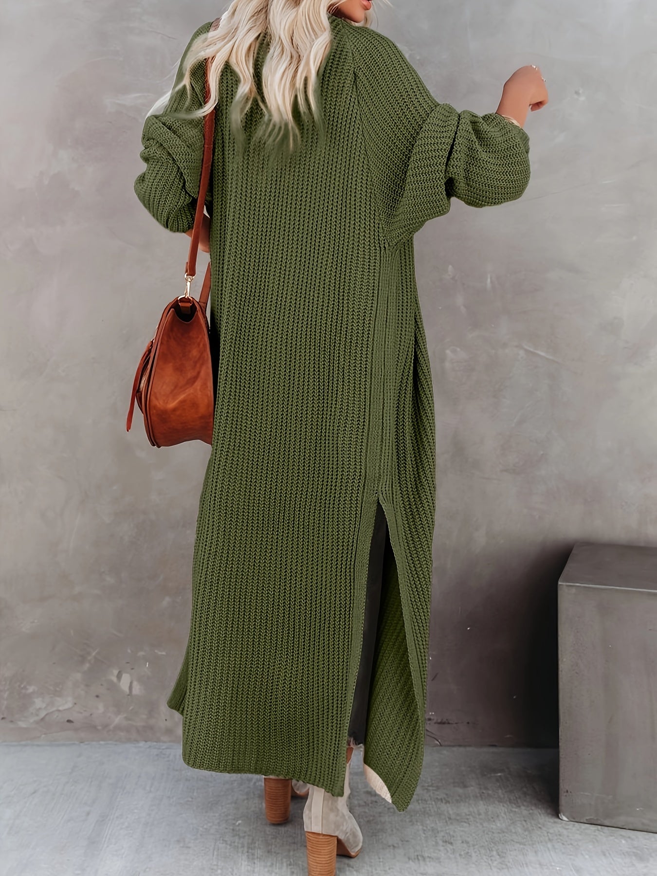 Stylish & Cozy Open Front Cardigan - Long Sleeve, Stretch Knit, Solid Color, Perfect for Autumn/Winter