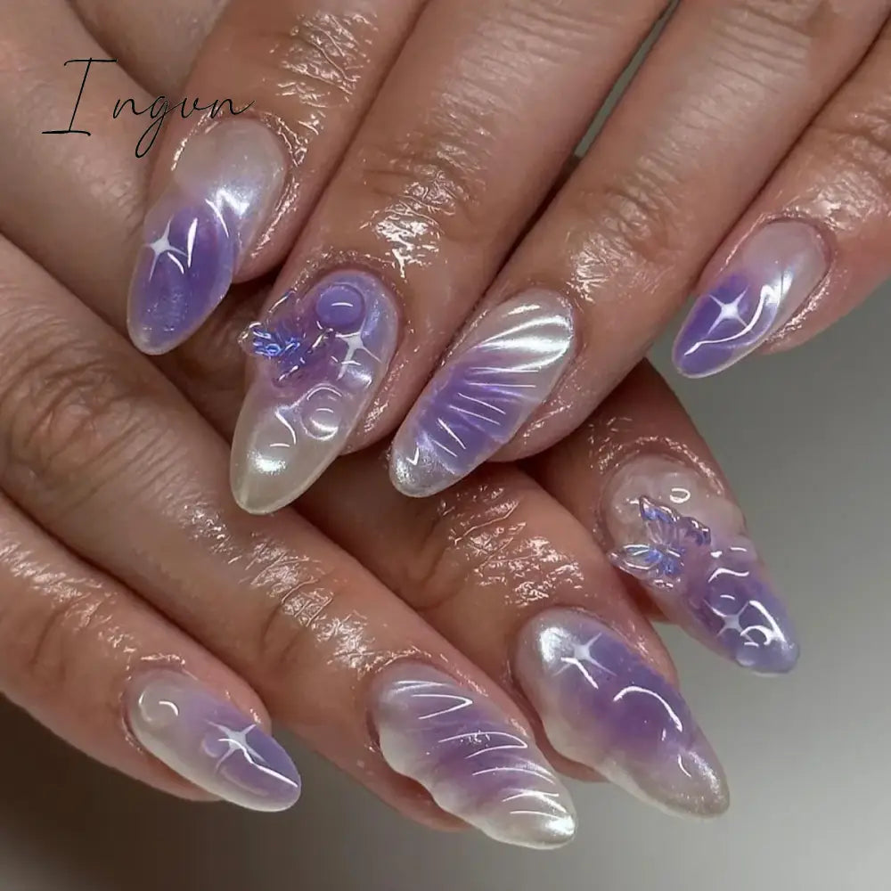 2024 New Ramadan Style False Nails with Gold Moon Star Design Almond Red French Fake Nail Patch Full Cover Detachable Manicure