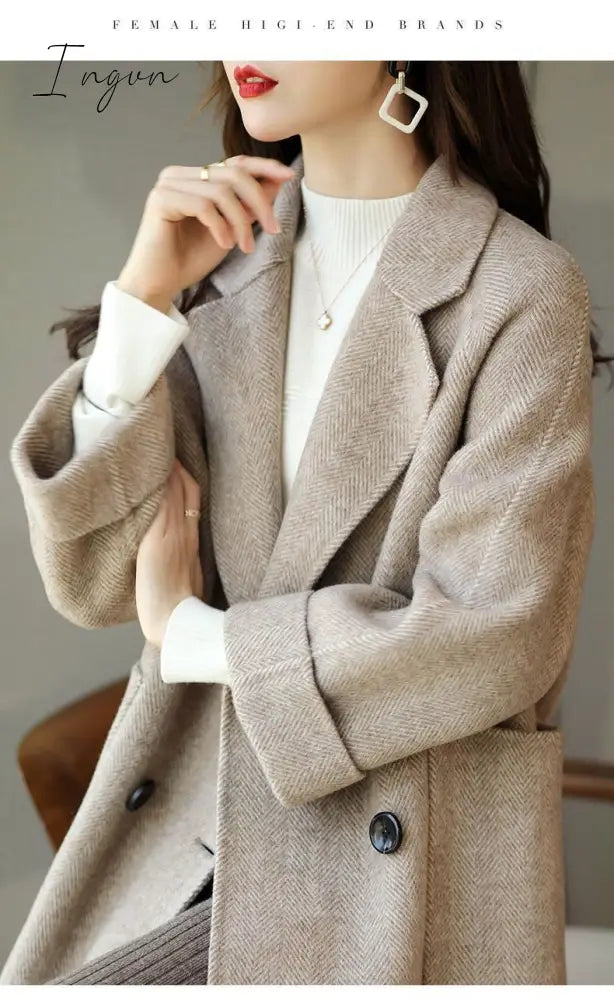 Ingvn - Autumn And Winter New Fashion Women's Jacket Loose Leisure All-Match Western Style High-End Woolen Female Coat
