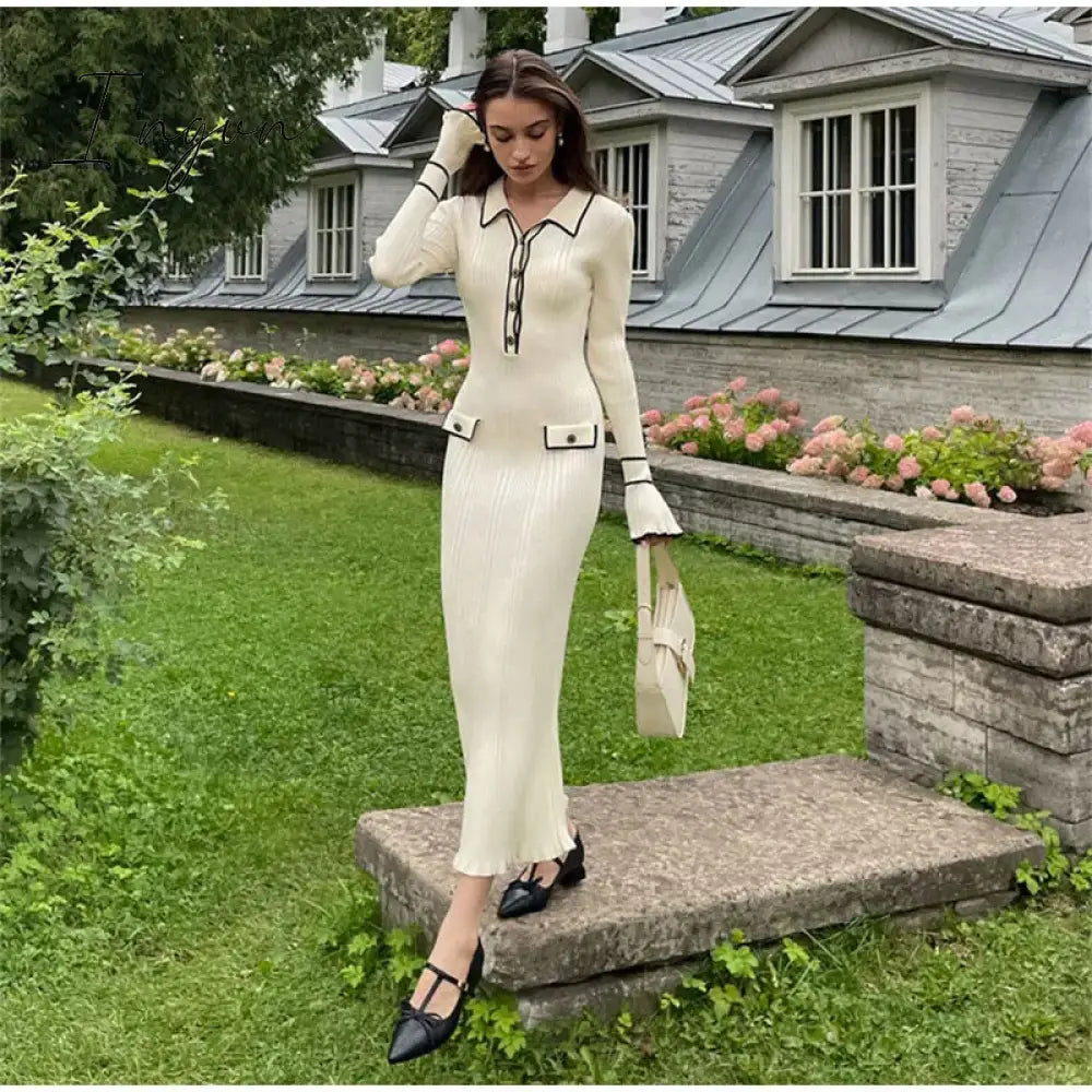 Ingvn - Tossy Pleated Sleeveless Slim Maxi Dress For Women Solid Fashion Elegant Party Dress Gown Off-Shoulder High Waist Bodycon Dress