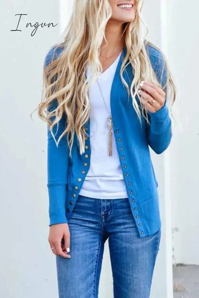 Ingvn -  Long Sleeves Buttons Design Cardigan(7 Colors)