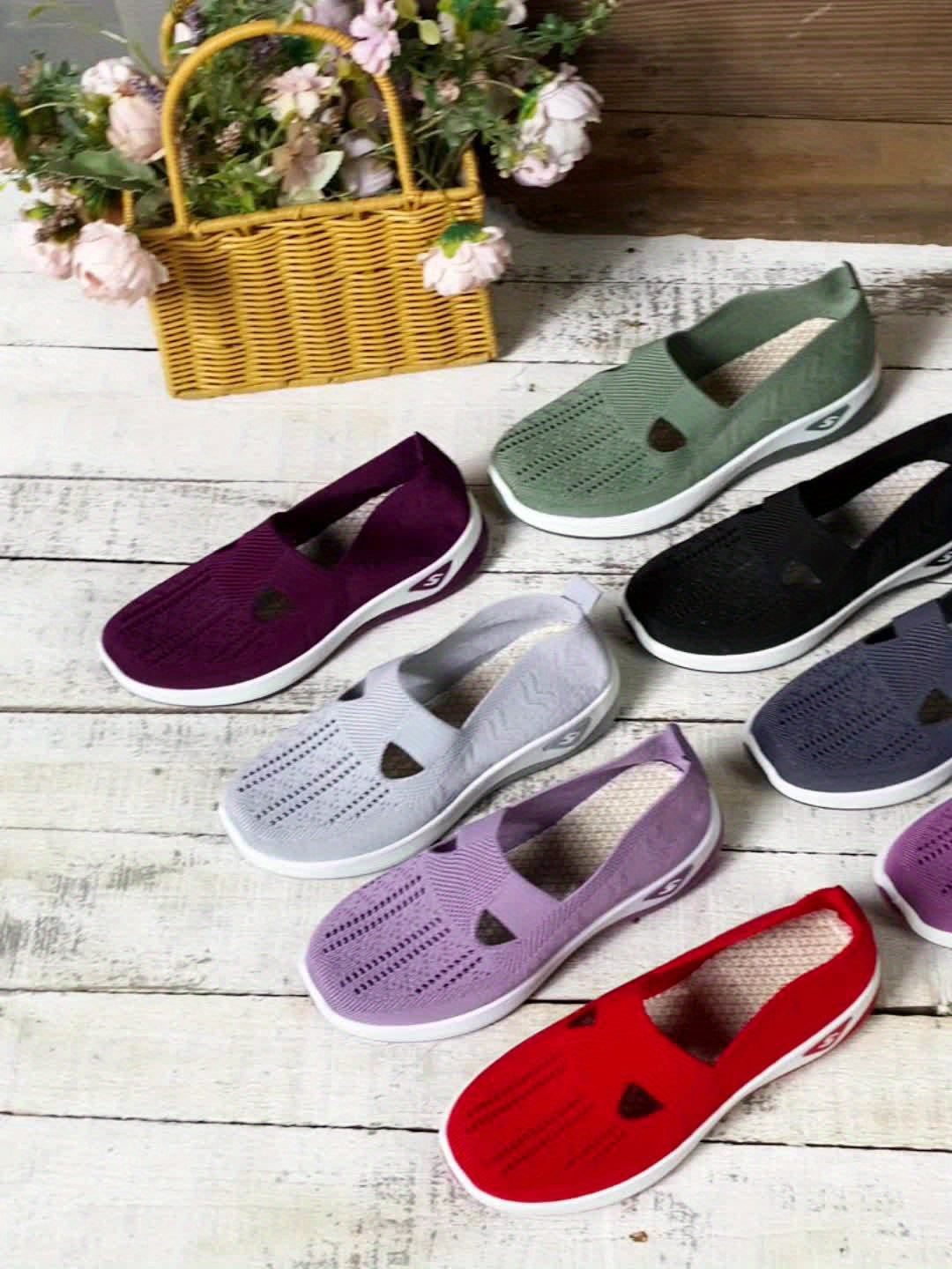 Comfortable Vintage Style Mesh Slip-On Sneakers - Breathable, Lightweight, and Hand Washable Casual Walking Shoes with Rubber Sole, Fabric Insole, and No Embellishment for All-Season Wear - Easy to Clean and Maintain from Tai