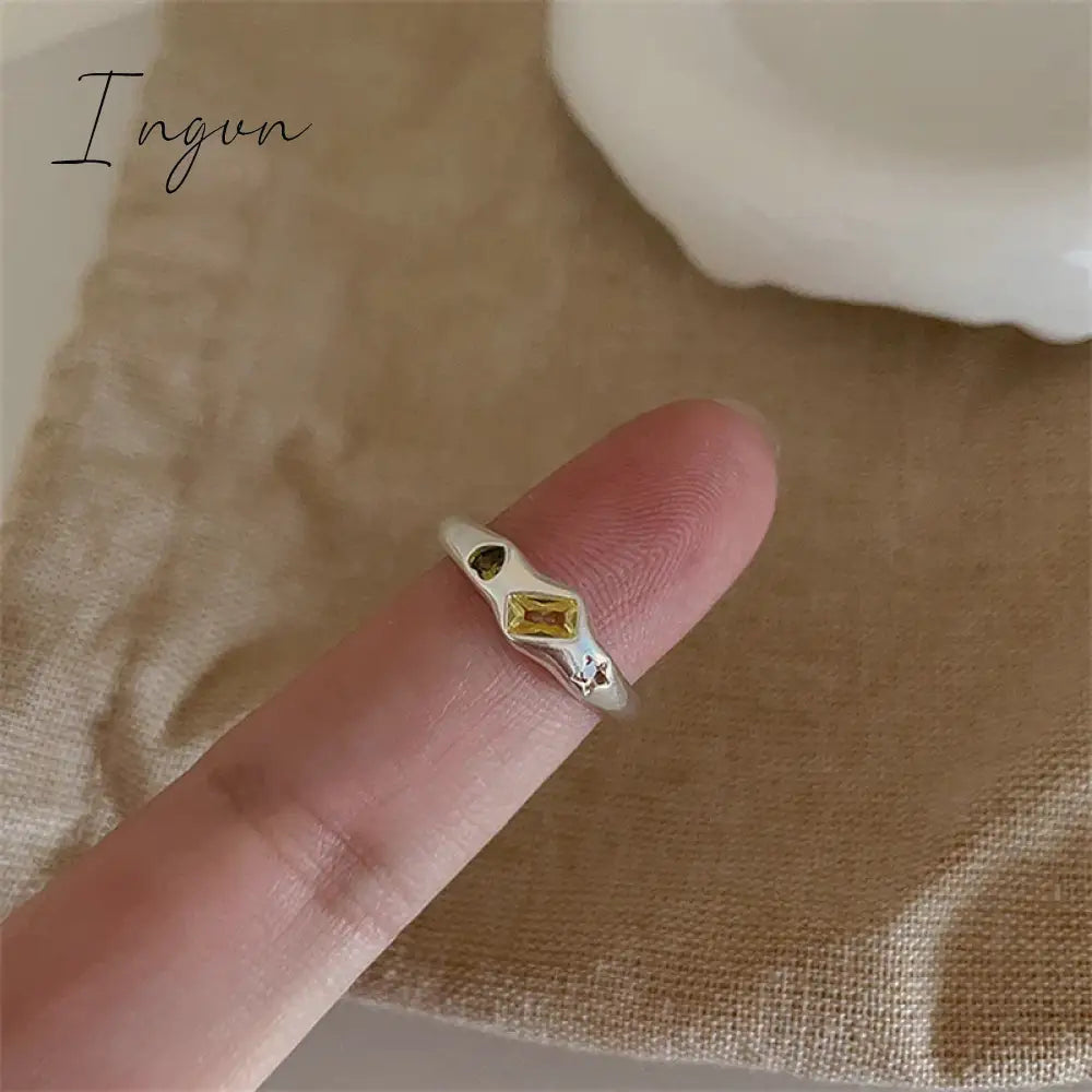 Aesthetic Rings For Women Heart Star Colorful Zircon crystal Minimalist Open Adjustable Finger Rings Fashion Band Female Bijoux