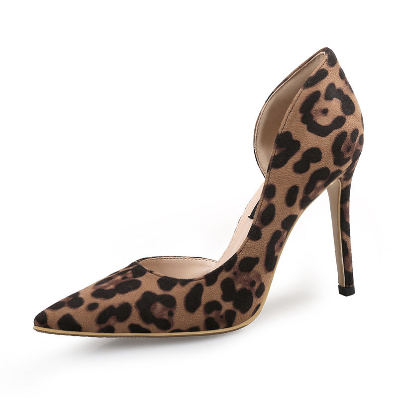 Spring and Autumn New Leopard Pointed High Heels Stiletto Heel Single-layer Shoes European and American Style Elegant Sexy Women's Shoes