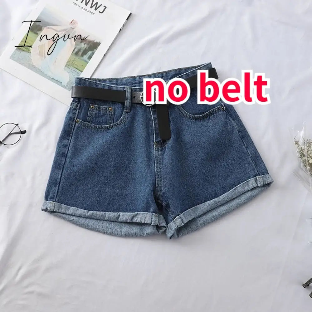 Ingvn - Shorts Women Chic All-match Korean Casual Basic Simple Harajuku Teens Denim Short Trouser Basic Loose Wide-leg Womens Clothing
