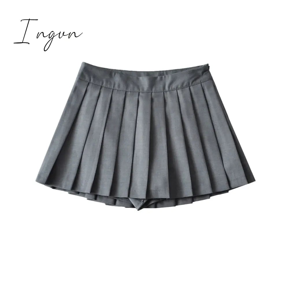 Ingvn - Summer High Waist Skirts Womens Sexy Mini Skirts Vintage Pleated Skirt Korean Tennis Skirts Short White Black
