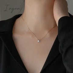 New Trendy Simple Bling Zircon Pendant Necklace for Women Exquisite Stainless Steel Chain Sweet Elegant Party Jewelry Gifts