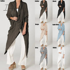 Ingvn - Women Tops Vintage Solid Blouses Summer Fashion Long Shirts Casual Cowl Neck Long Sleeve Asymmetrical Party Blusas