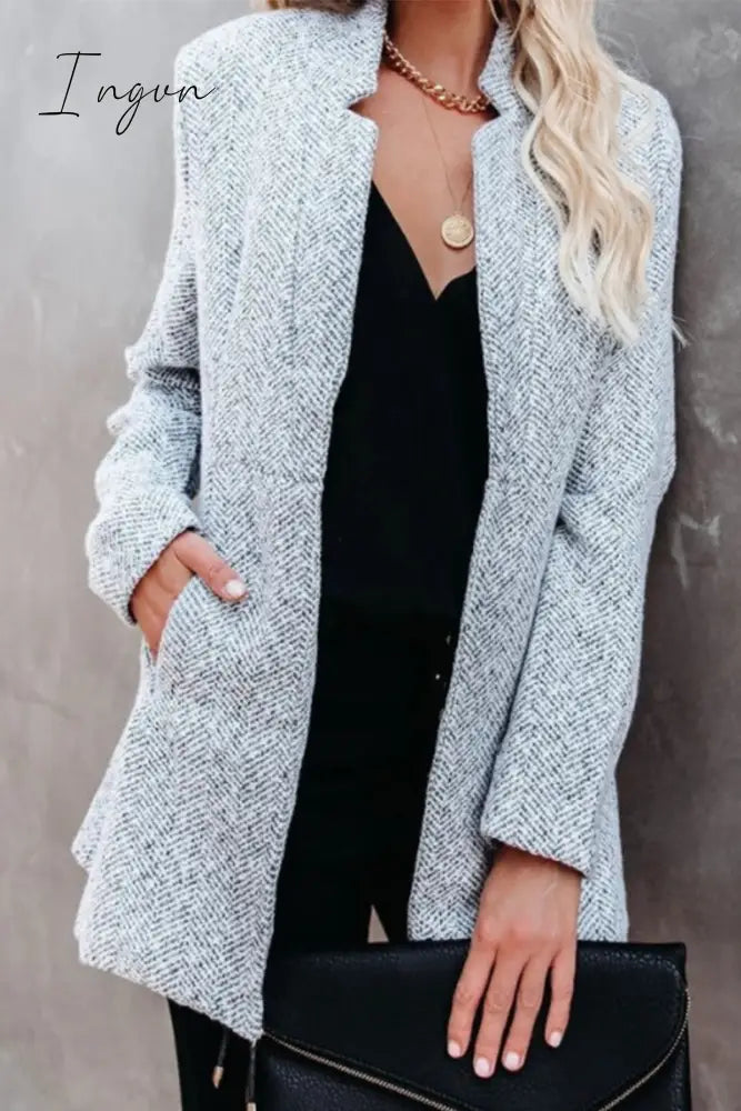 Ingvn -  Retro Pocketed Heather Grey Coat(3 Colors)