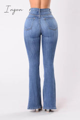 Ingvn - High Waist Flare Jeans for Women Summer 2023 Skinny Bell Bottom Jean Pants Woman Button Lady Sexy Push Up Denim Trousers Spring