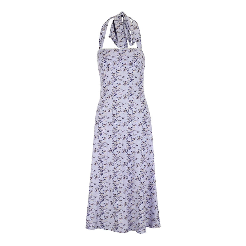 Summer Women's Dresses New Streetwear Fashion Bandage Print Casual Slim Maxi Dress Sexy Sleeveless Lady Lace Backless Dresses