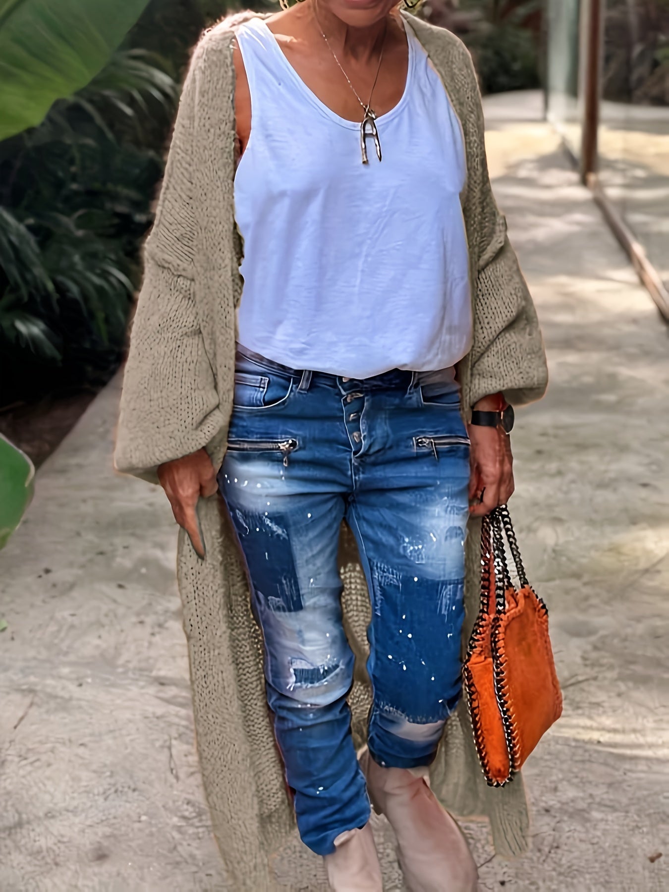 Letter Pattern Open Front Cardigan, Casual Drop Shoulder Long Sleeve Cardigan For Spring & Fall, Women's Clothing