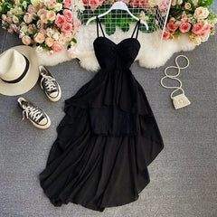 Ingvn - Women Dress Spring Summer French Elegant Sexy Gentle Temperament Female Irregular Tube Top Sling Big Swing Vestido