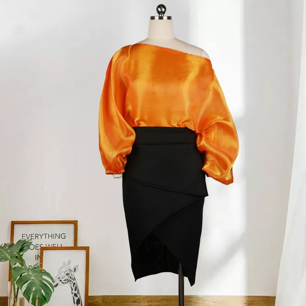 Women Blouse Off Shoulder Tops Shirt Transparent Long Lantern Sleeve Sexy See Through Spring Summer New Fashion Lady Dress 3XL