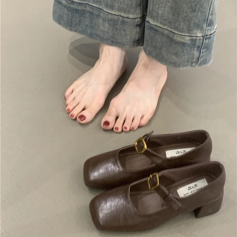 Ingvn  Retro Style JK Women Mary Jane Shoes Fashion Shallow Butterfly-knot Leather Shoes Autumn Ladies Dancing Party Prom Pumps