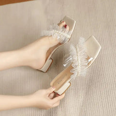 Ingvn  Woman Slippers Rubber Sandals Crystals Summer Rhenstone Slides Low Heel Shoes for Women  Clear Wedding Jewels Open Toe B Vip