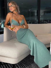 Ingvn - Bandage Sexy Backless Maxi Dresses Club Party Summer Holiday Dress Cut Out Sleeveless Elegant Long Dress Robe