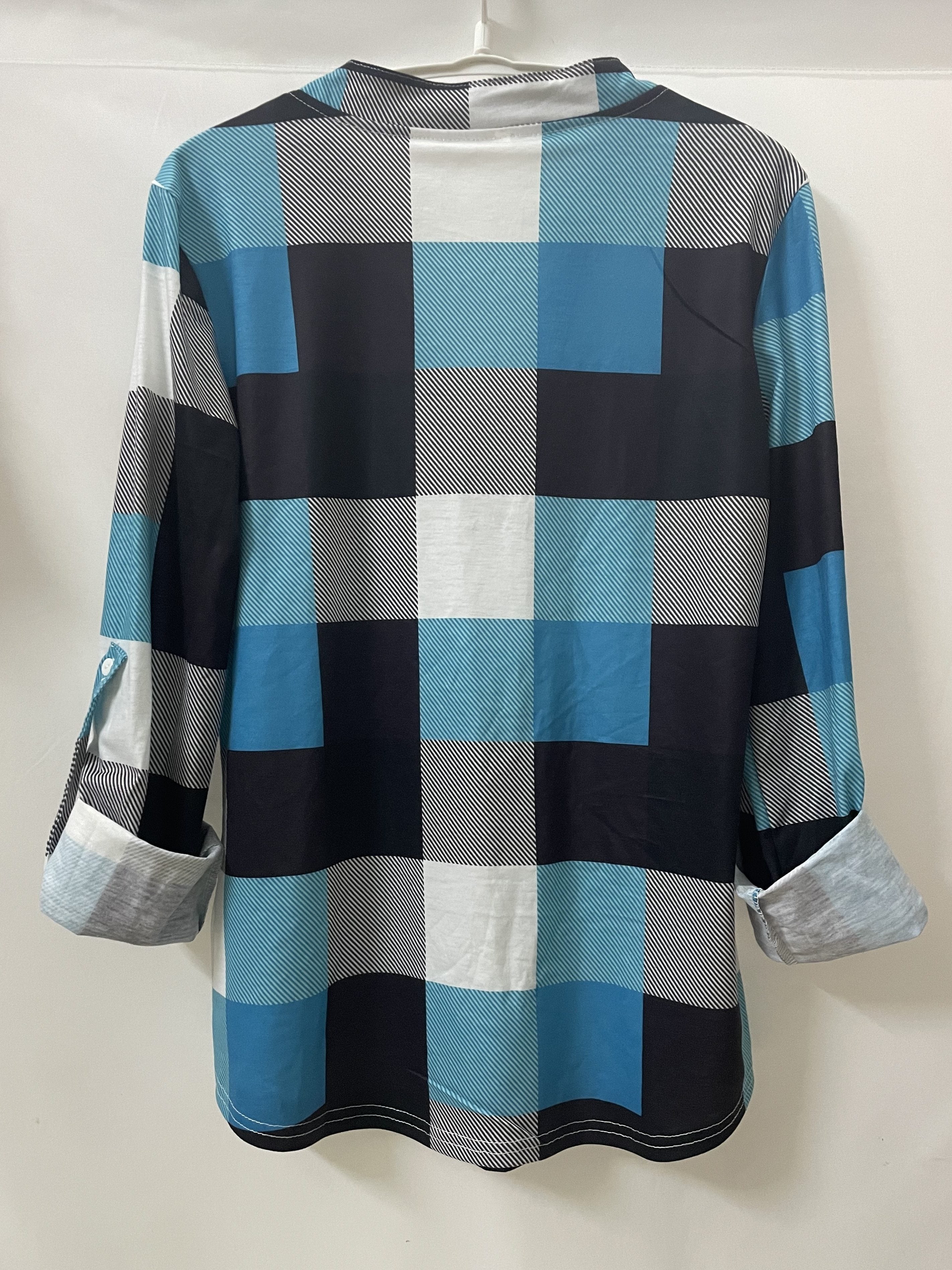 Casual Plaid Shirt, Long Sleeve V-neck Shirt, Casual Every Day Tops, Women's Clothing