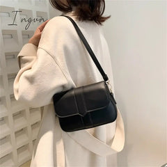 Ingvn - Trendy Saddle Shoulder Bag Women Pu Leather Crossbody Bag Simple Solid Color Flap Messenger Bag Designer Handbag Pouch Wholesale