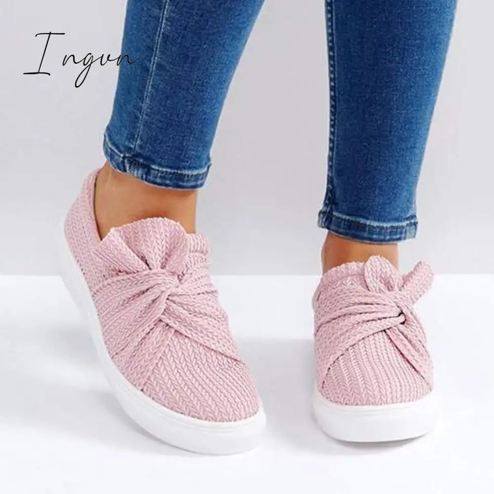 Ingvn - Women Knitted Twist Slip On Sneakers