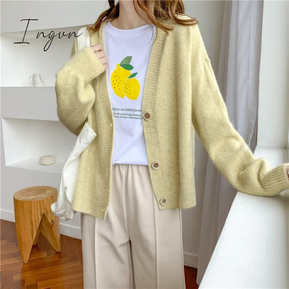 Ingvn - Women Cardigans Sweater Tops Cashmere Casual Sweater Jacket Chic Tops Woman's Sweater Cardigans jersey knit Jumpers