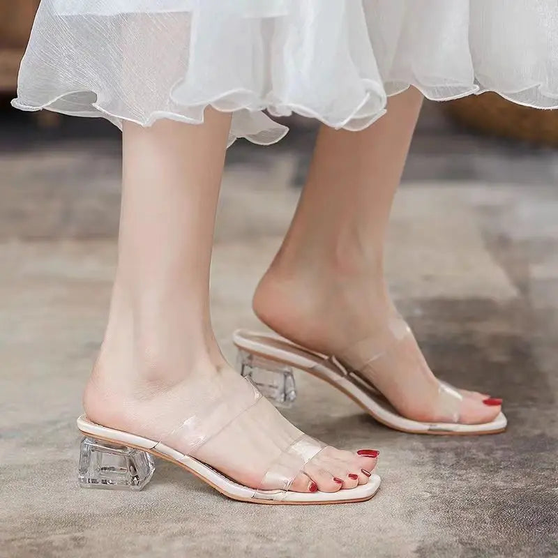 Woman Slippers Transparent Clear Slides Sexy Sandals Open Toe Shoes For Women Jelly Luxury Premium Low Price Trend 39