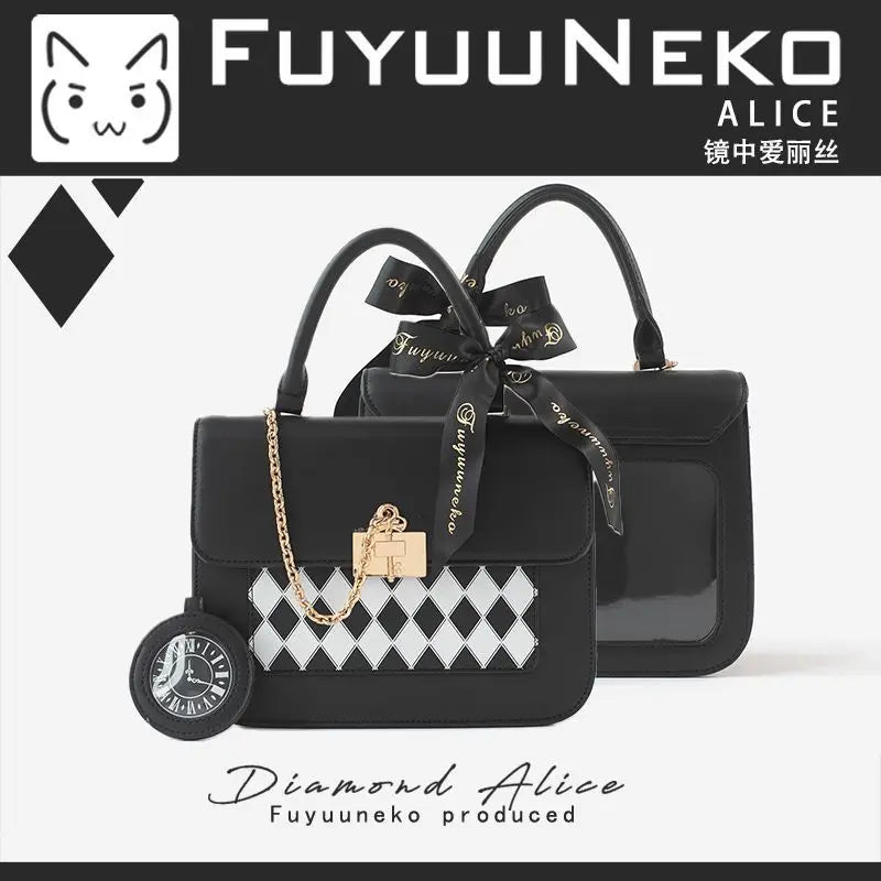 INGVN  Cute Lolita Party Itabag Summer Kawaii Japanese Sweet Bow-knot Handbags for Women White PU Leather Messenger Bag