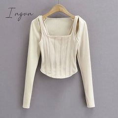 Ingvn - Sexy cropped tops women 2023 Summer knit tank top fish bone corset top white crop top ribbed cute black tops sets punk clothes