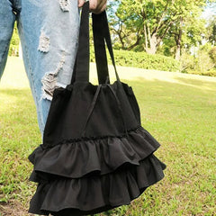 INGVN  Korean Sweet Y2k Aesthetic Women Handbags Fairy Solid Ruffles Pleated Underarm Bag Fashion Elegant Chic Shoulder Bags All Match