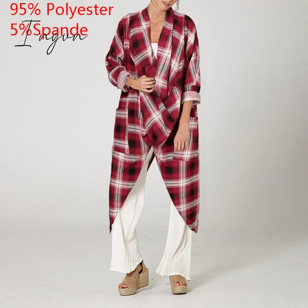 Ingvn - Women Tops Vintage Solid Blouses Summer Fashion Long Shirts Casual Cowl Neck Long Sleeve Asymmetrical Party Blusas
