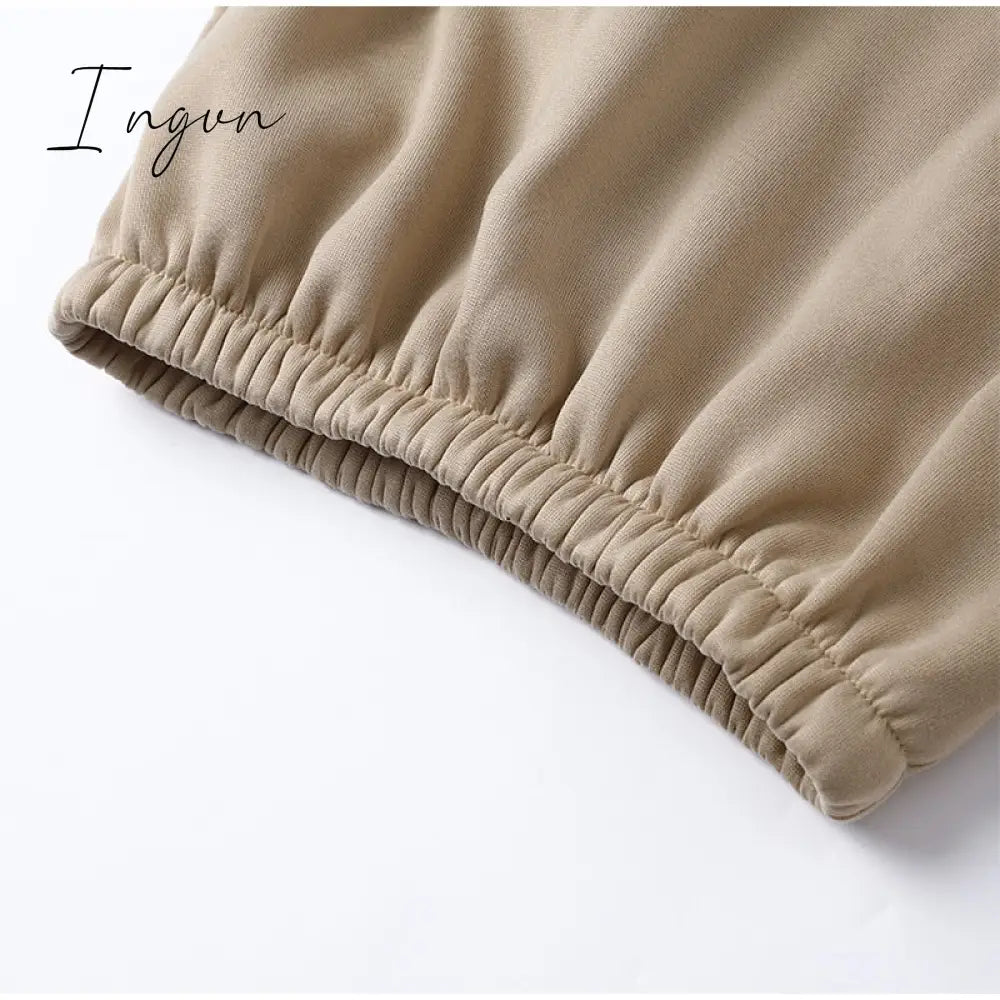 Ingvn - Fashion Casual Fleece Tracksuits Women Solid Warm 2 Piece Set Loose Hoodies And Sweatpants Suit Autumn Winter Sportswear Outfits